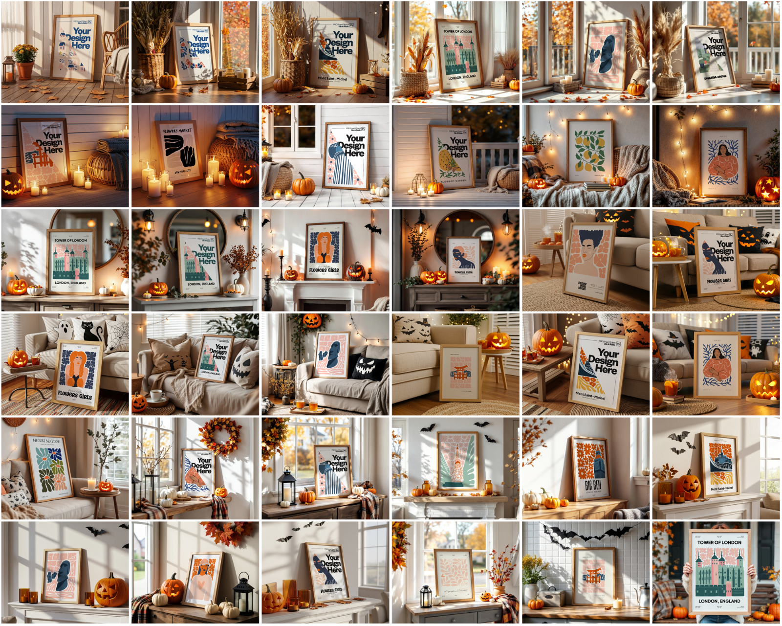 Halloween Frame Mockup Bundle: Rustic Autumn Wall Art Display (100 PSD Files) — image 8