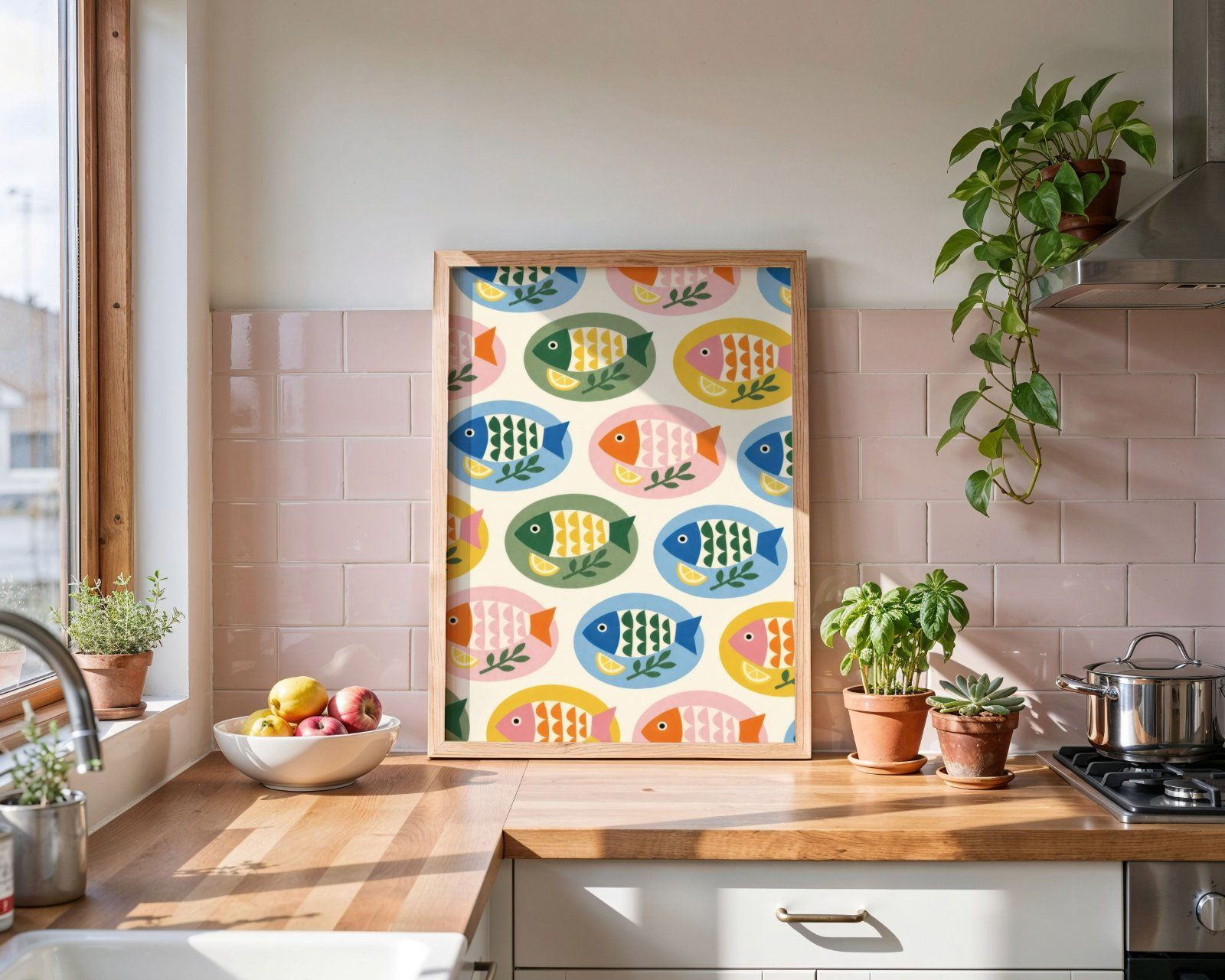 Kitchen Frame Mockup, Vertical 3x4 Ratio Frame on Wooden kitchen Counter mockup, — image 5