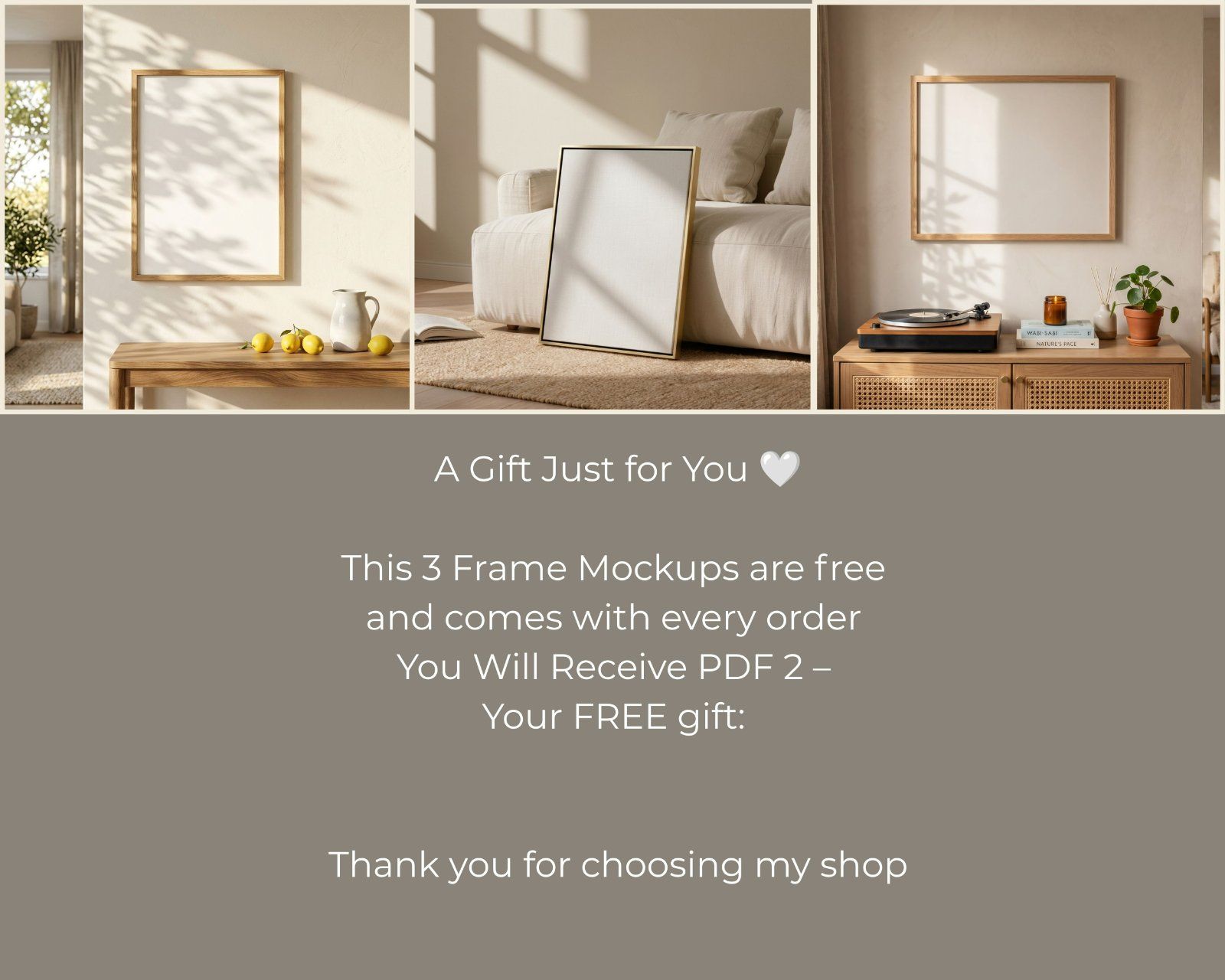 1:1 Square Frame Mockup, gold ornate frame on the wall in Farmhouse Interior, — image 6
