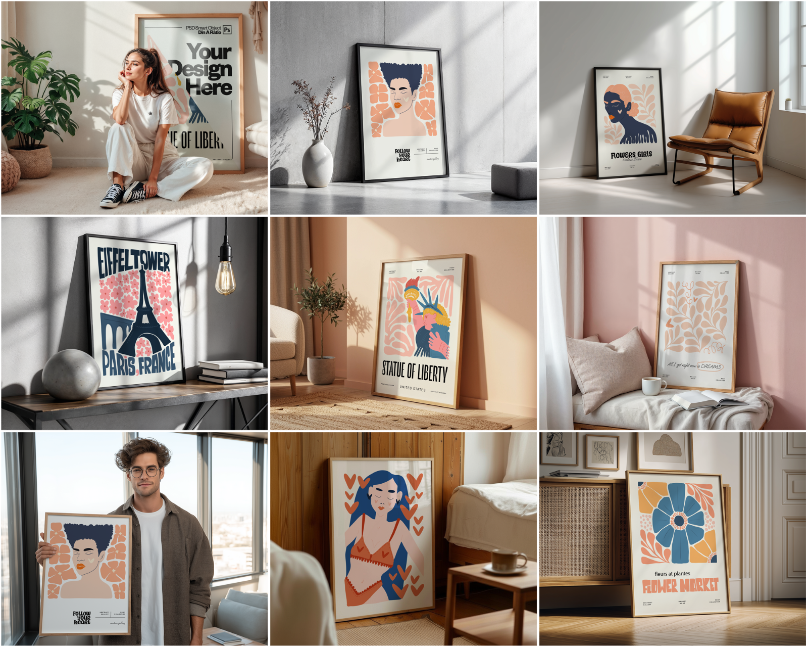 150 Poster Frame Mockup PSD Bundle, Wall Art Display , Din A Ratio — image 8