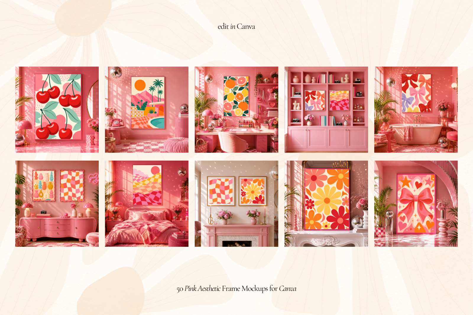 50 Girly Pink Aesthetic Frame Mockup — image 8