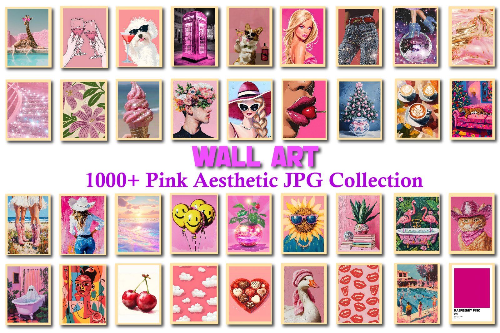 Pink Aesthetic Wall Art  Entire Shop Sale, Bundle Wall Art, Aesthetic wall posters, Pink Wall Art, D — image 1