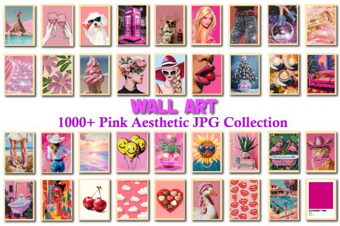 Pink Aesthetic Wall Art  Entire Shop Sale, Bundle Wall Art, Aesthetic wall posters, Pink Wall Art, D