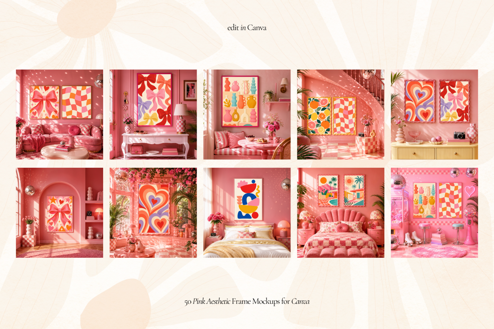 50 Girly Pink Aesthetic Frame Mockup — image 9