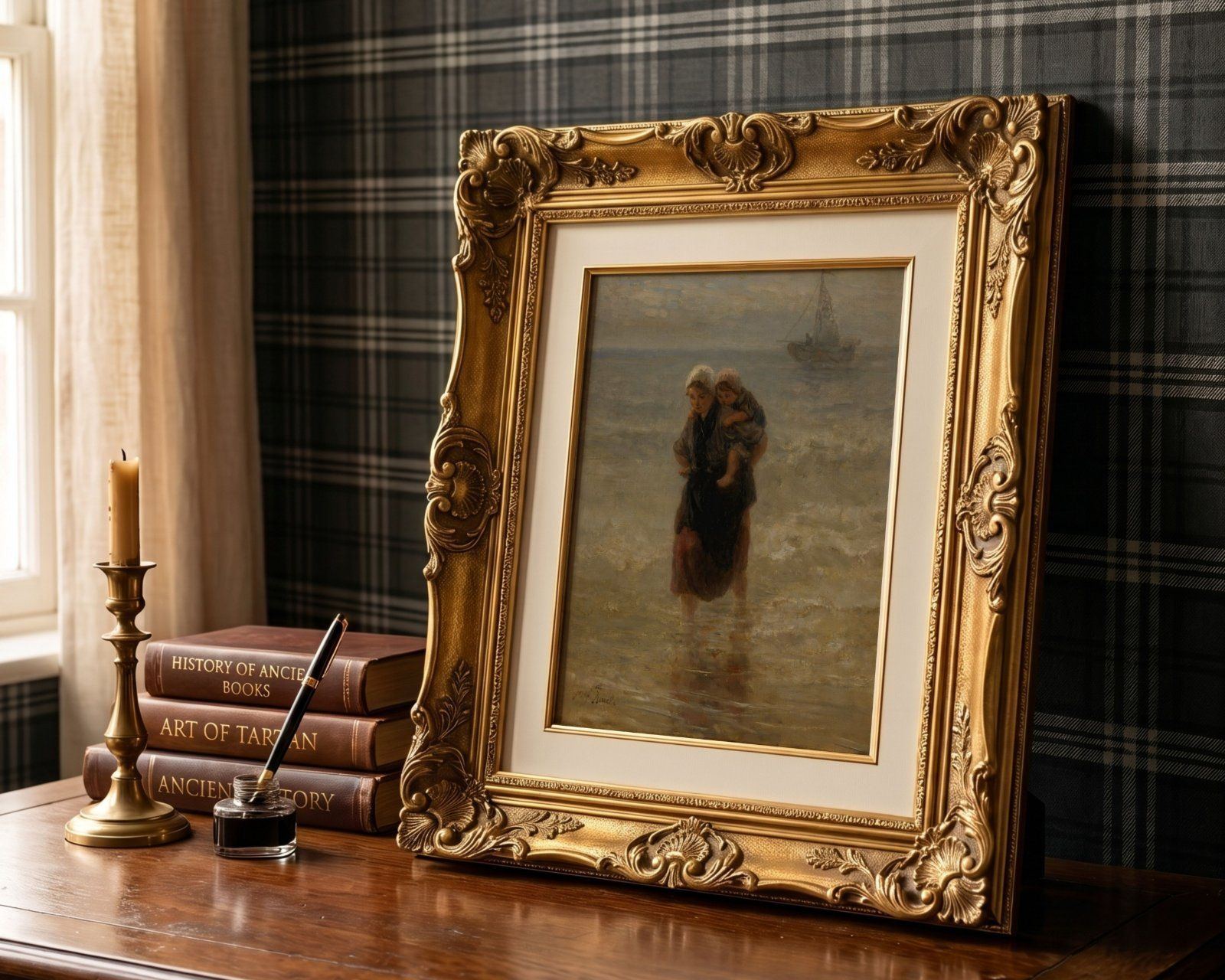 3:4 Gold Ornate Frame Mockup PSD, Vintage Antique Picture Frame Mockup, Editable Smart Object, — image 6