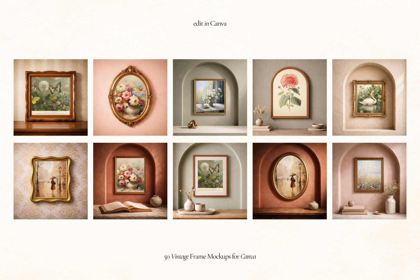 50 Vintage Frame Mockups for Canva — image 9