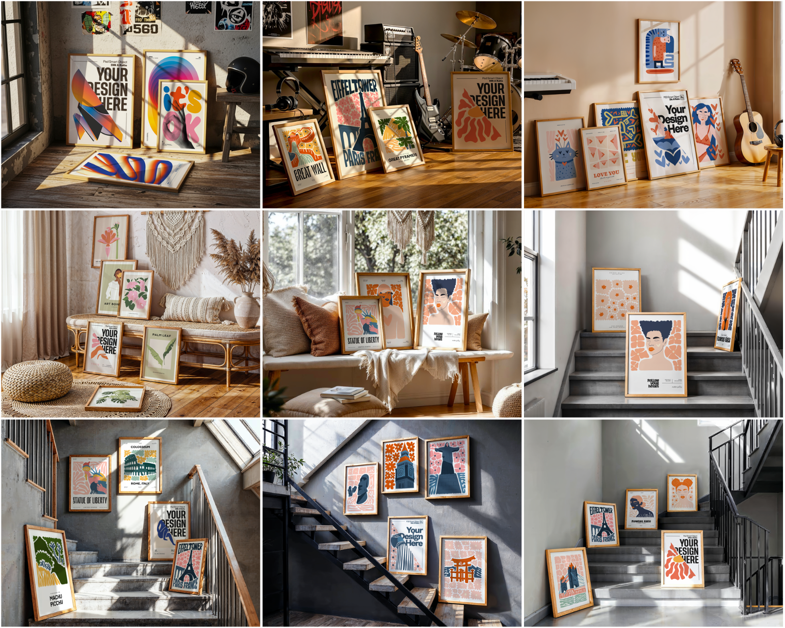 150 Poster Frame Mockup PSD Bundle, Wall Art Display , Din A Ratio — image 9