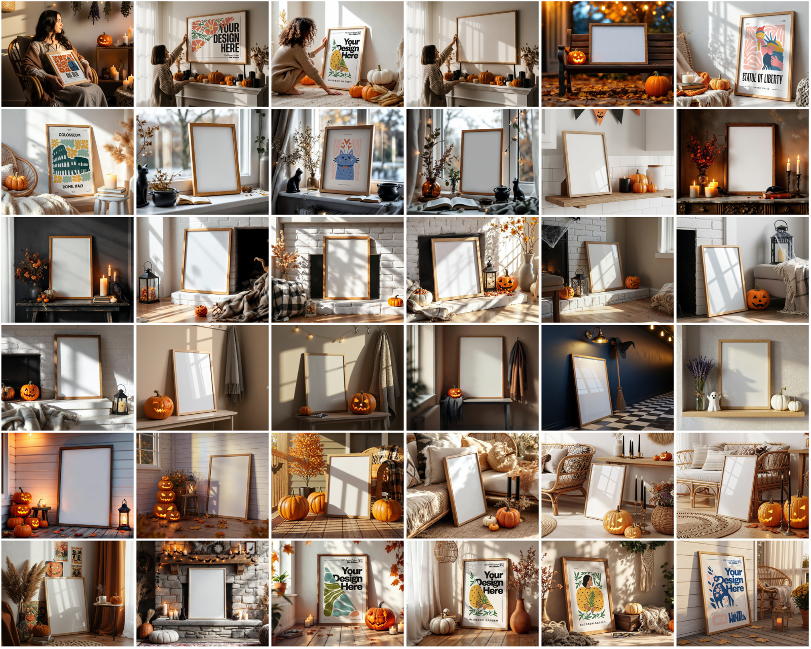 Halloween Frame Mockup Bundle: Rustic Autumn Wall Art Display (100 PSD Files) — image 9