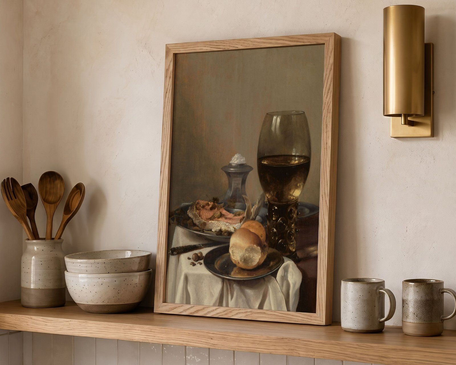 2X3 Frame Mockup, Thin Oak Frame Mockup on the kitchen shelf, Realistic PSD Template — image 9