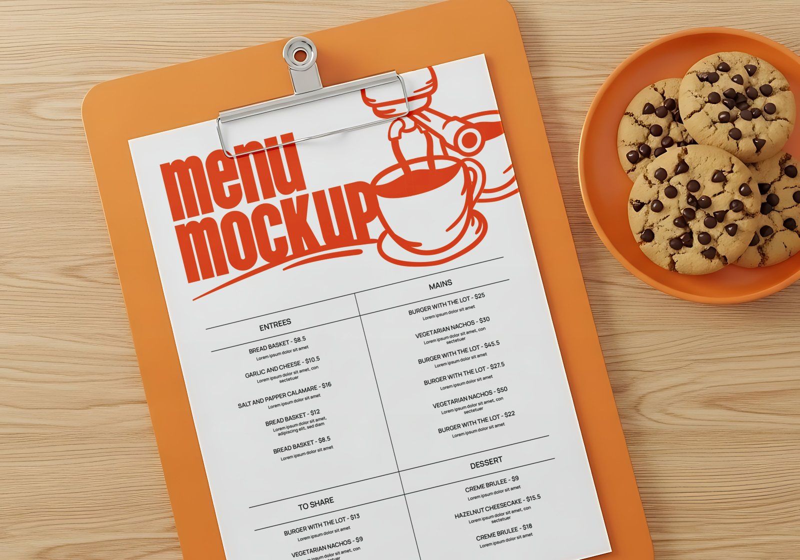 Premium Orange Cafe Coffee Mockup — image 8