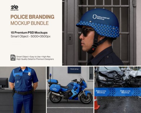 Premium Police or Security Branding Mockup Bundle – 15 Tactical PSD Scenes for Law Enforcement, Unif