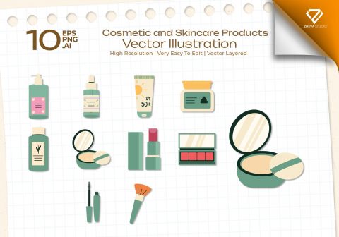 Premium Cosmetic and Skincare Products Vector Illustration