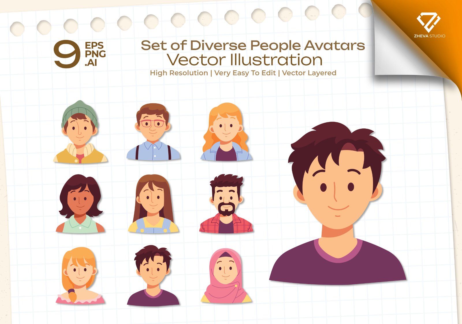 Premium Set of Diverse People Avatars Vector Illustration — image 1