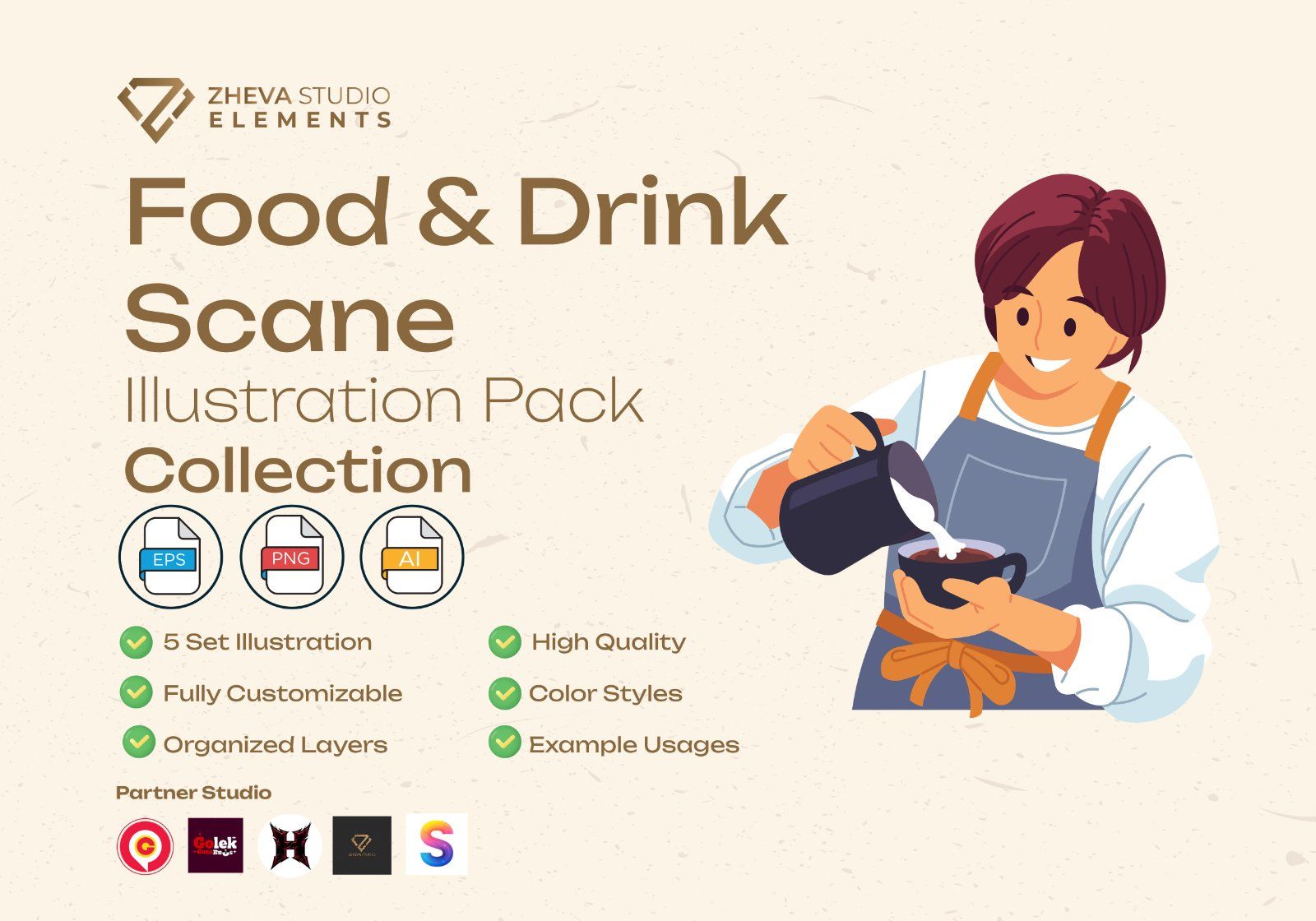 Premium Food & Drink Scane Vector Illustration – 5 EPS & PNG Files — image 2