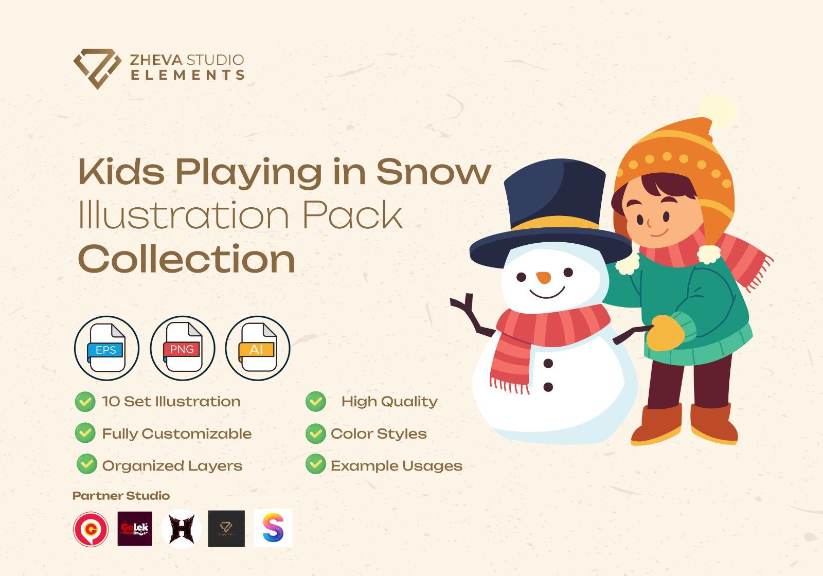 Premium Kids Playing in Snow Vector Illustration – 10 EPS & PNG Files — image 2