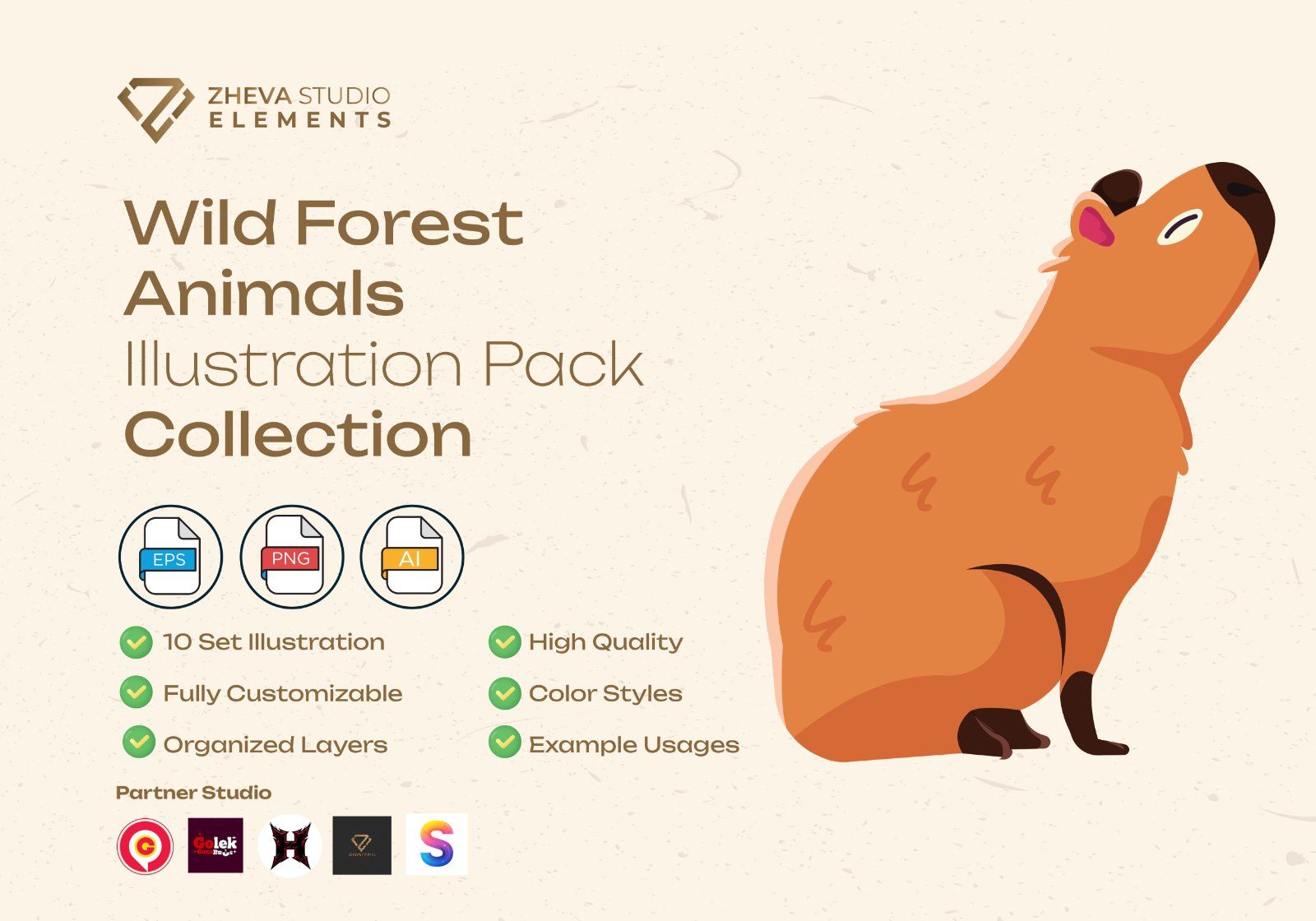 Premium wild forest animals Vector Illustration – 10 EPS & PNG Files — image 2