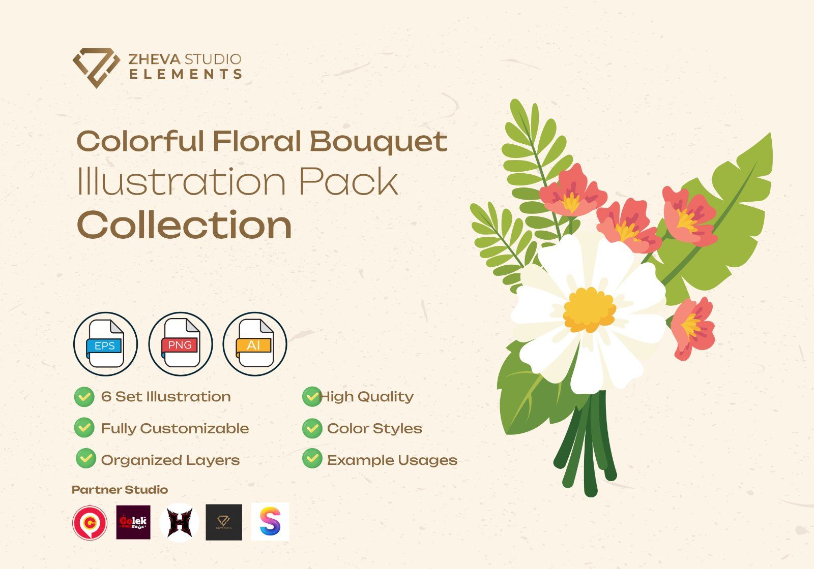 Premium Colorful Floral Bouquet Vector Illustration — image 2