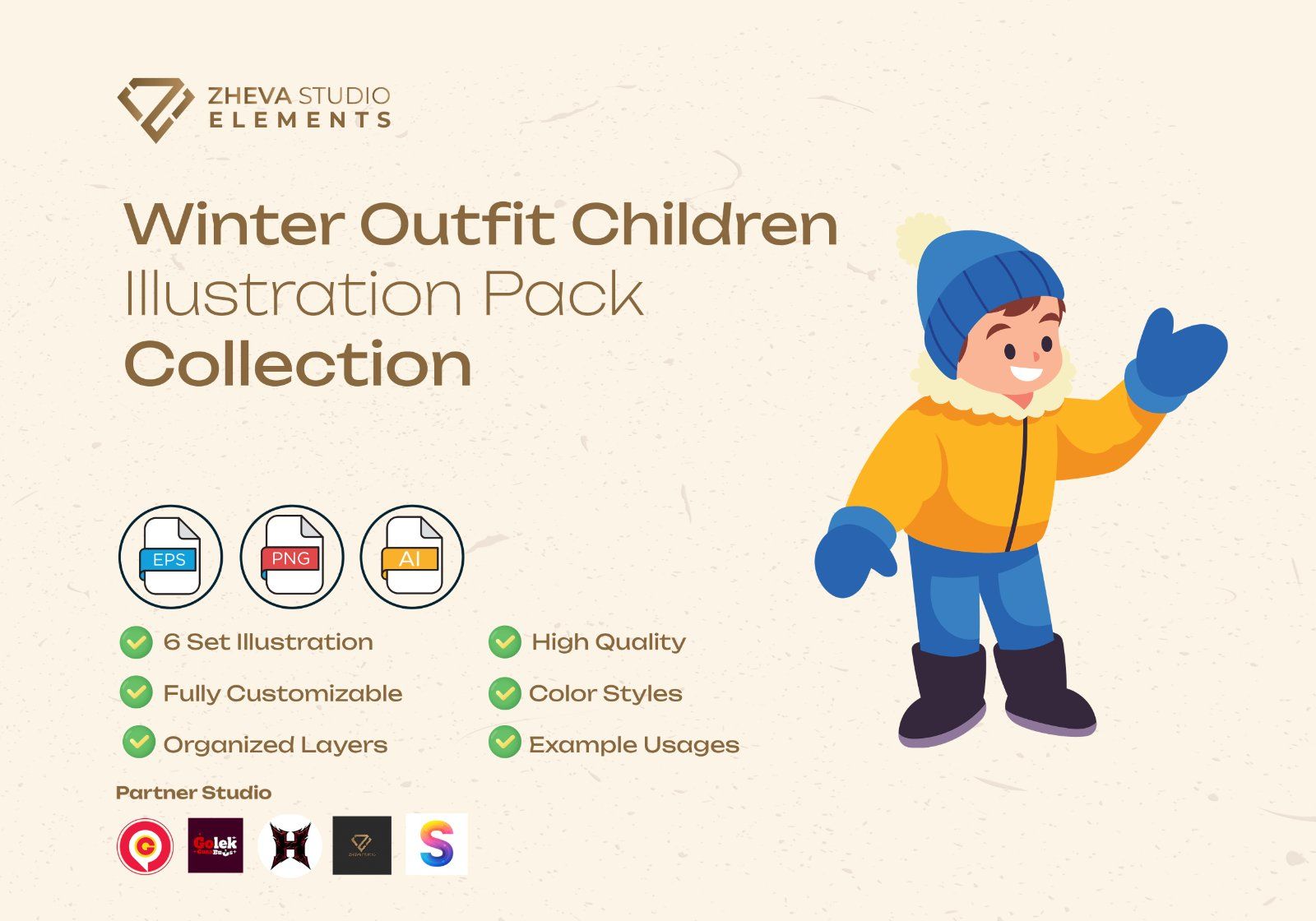 Premium Winter Outfit Children Vector Illustration – 6 EPS & PNG Files — image 2