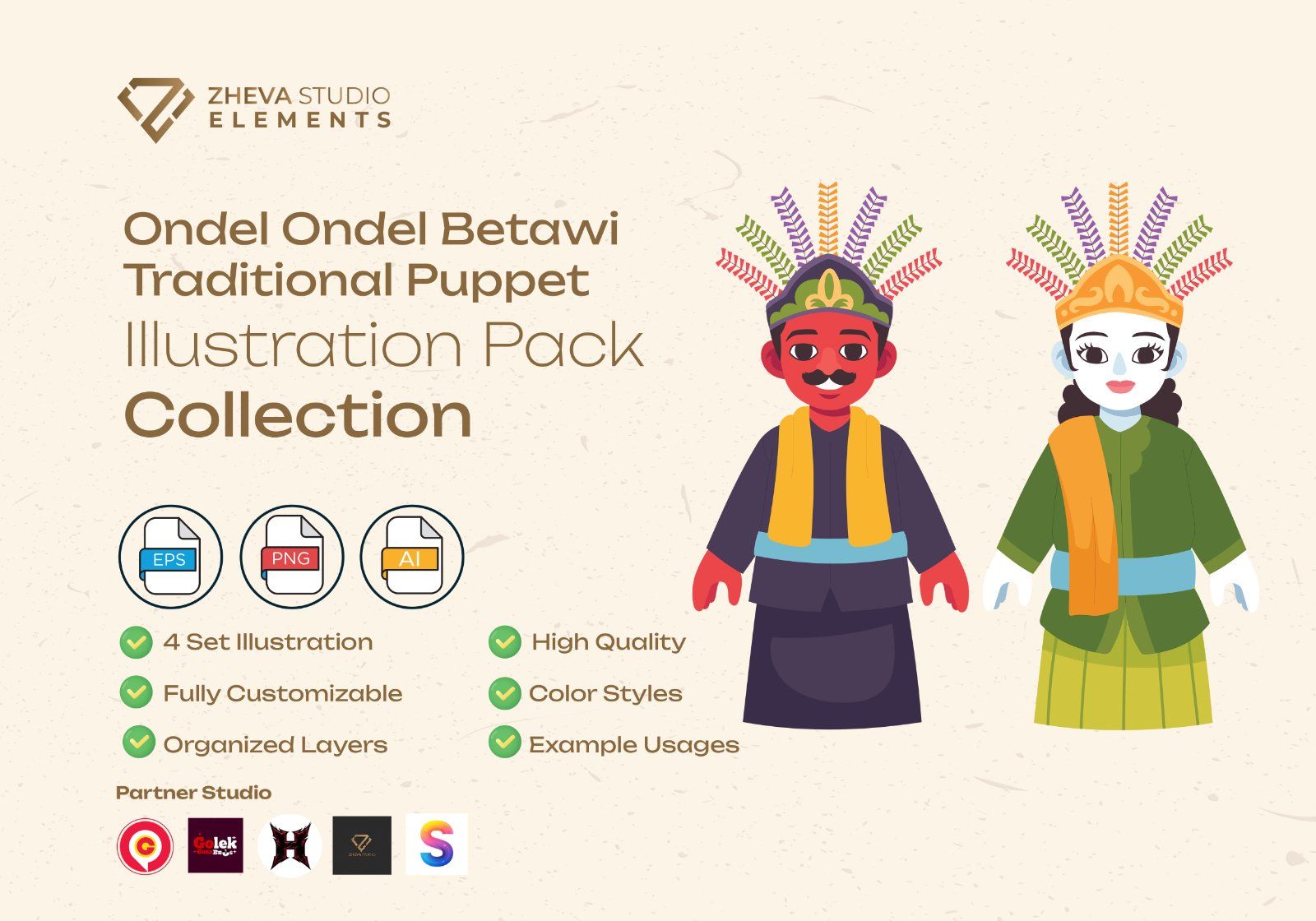 Premium Ondel Ondel Betawi Traditional Puppet Vector Illustration – 4 EPS & PNG Files — image 2