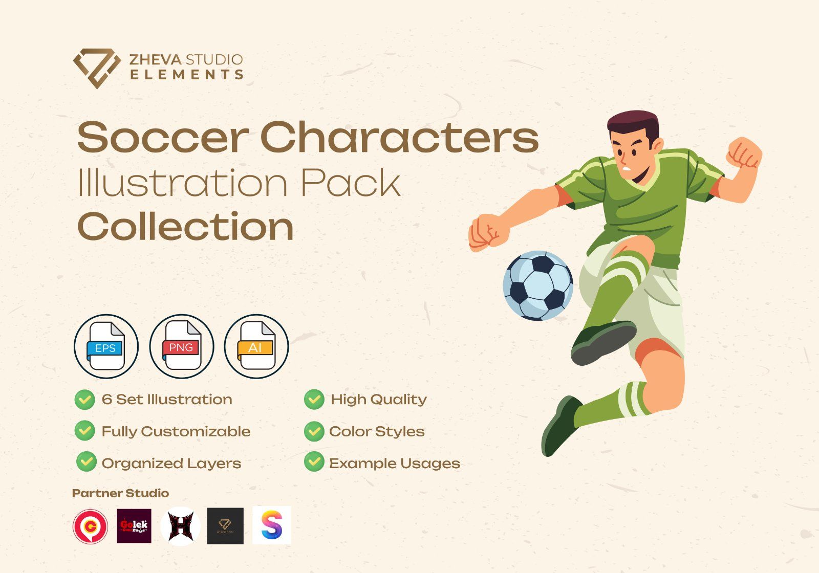 Premium Soccer Characters Vector Illustration – 6 EPS & PNG Files — image 2