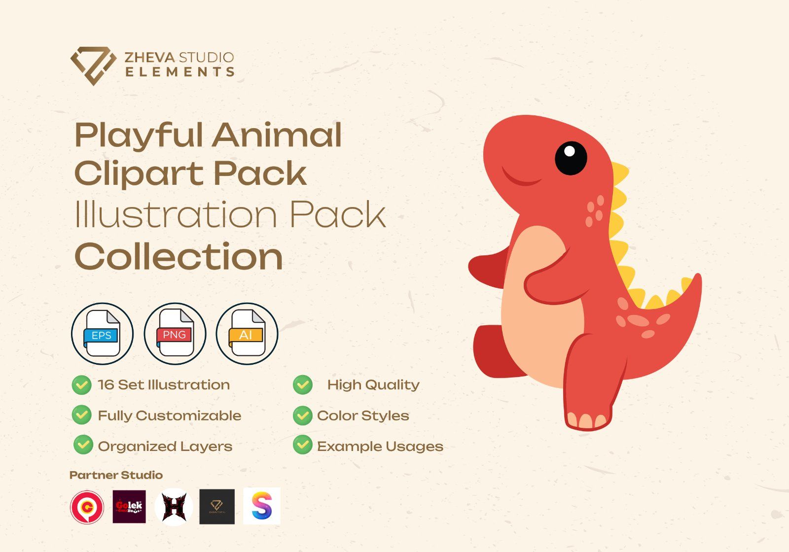 Premium Playful Animal Clipart Pack Vector Illustration – 16 EPS & PNG Files — image 2