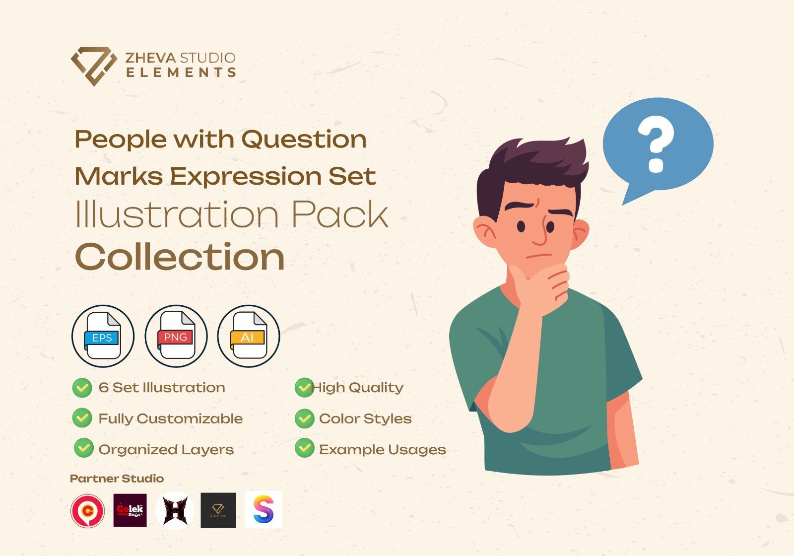 People with Questioning Marks Expression Set — image 2