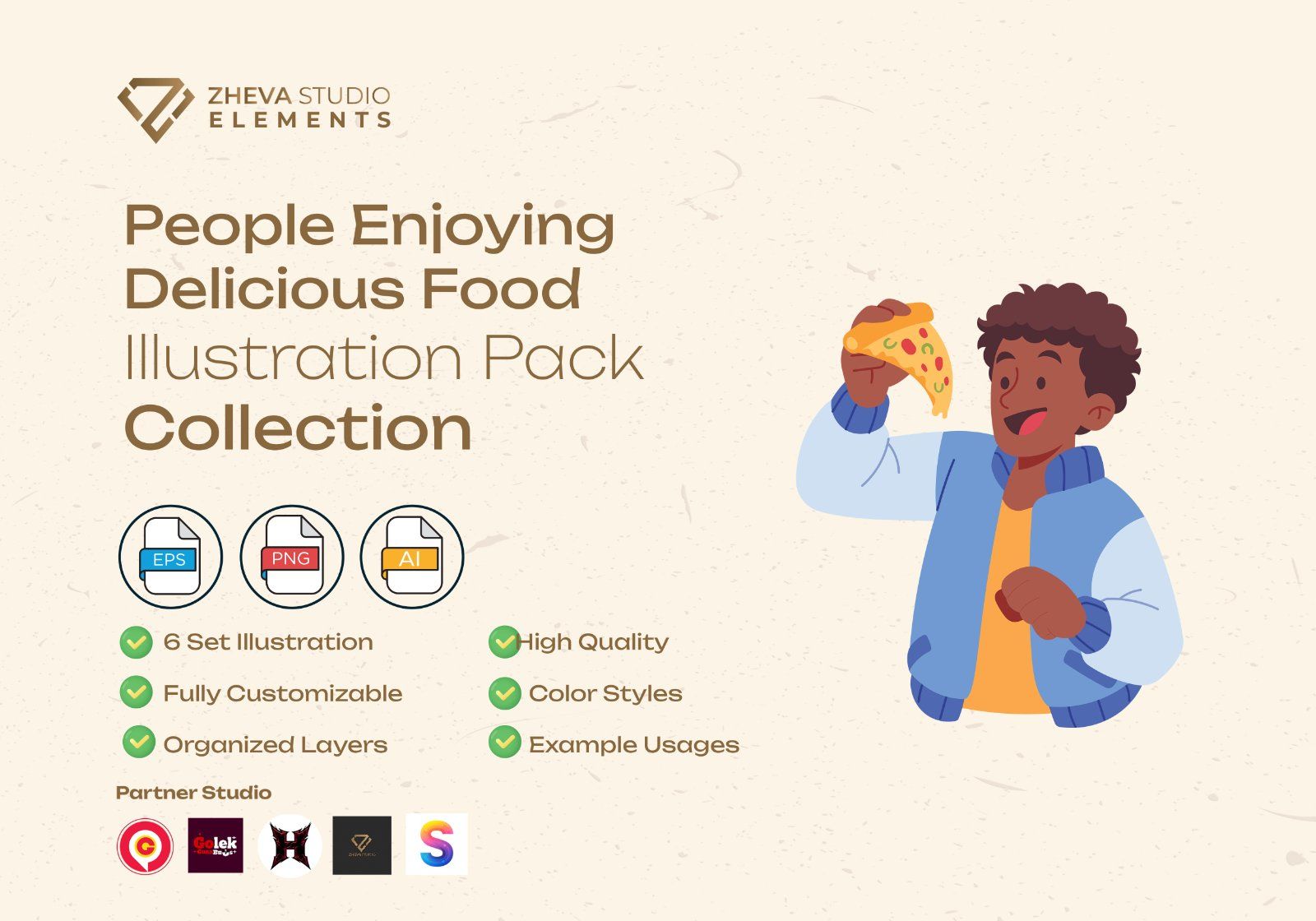 Premium People Enjoying Delicious Food Vector Illustration — image 2