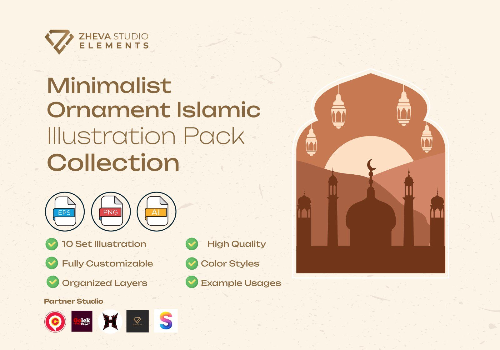 Premium Minimalist Ornament Islamic Vector Illustration – 10 EPS & PNG Files — image 2