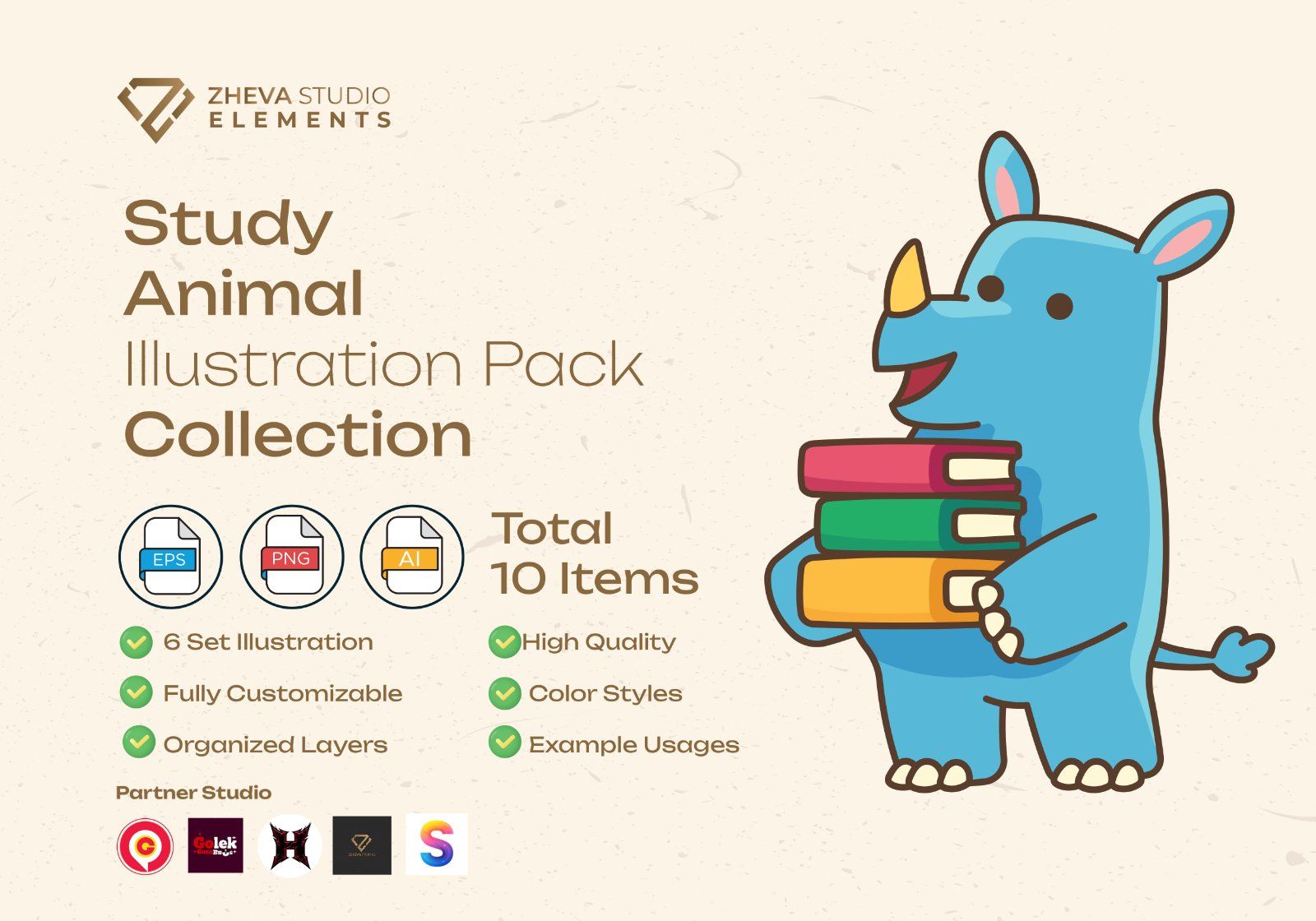 Premium Study Animal Vector Illustration – 6 EPS & PNG Files — image 2