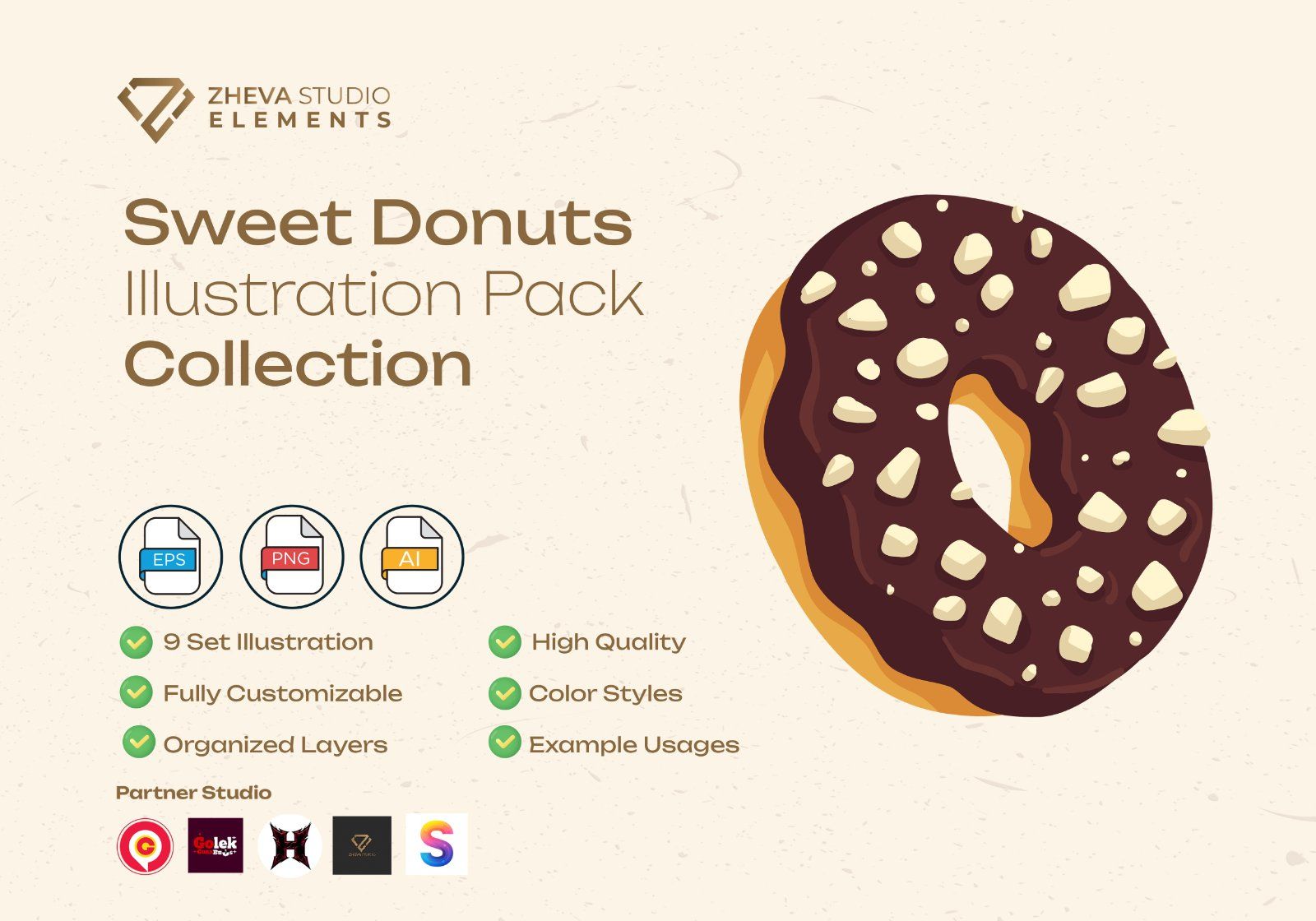 Premium Sweet Donuts Vector Illustration – 9 EPS & PNG Files — image 2