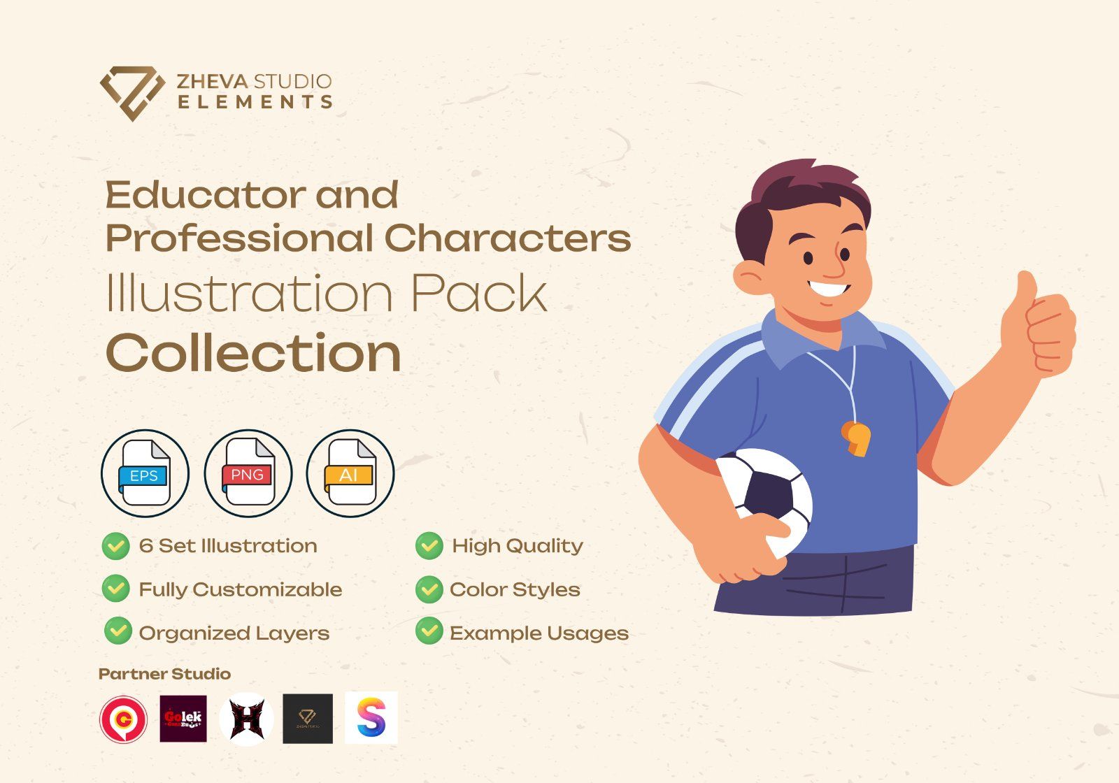 Premium Educator and Professional Characters Vector Illustration – 6 EPS & PNG Files — image 2