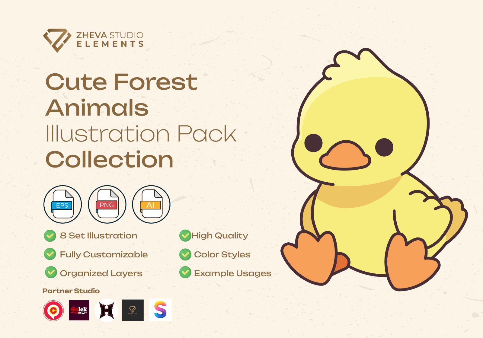 Premium Cute Forest Animal Vector Illustration – 8 EPS & PNG Files — image 2