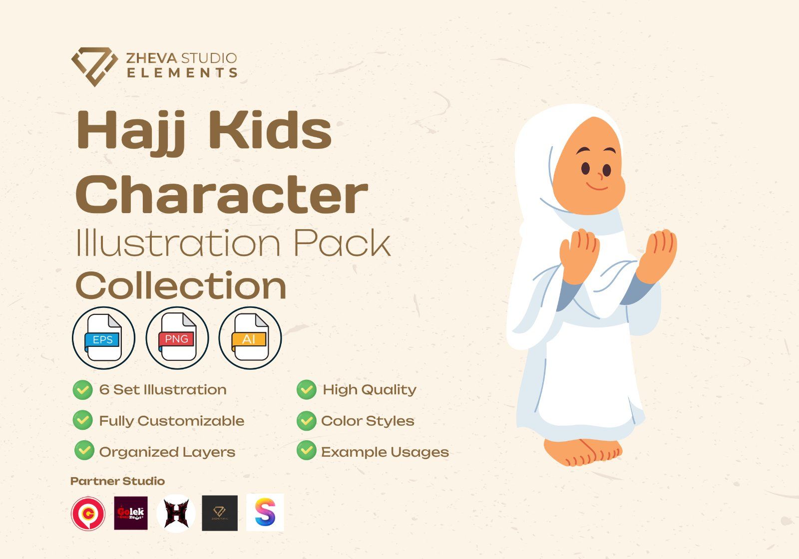 Premium Hajj Kids Character Vector Illustration – 6 EPS & PNG Files — image 2