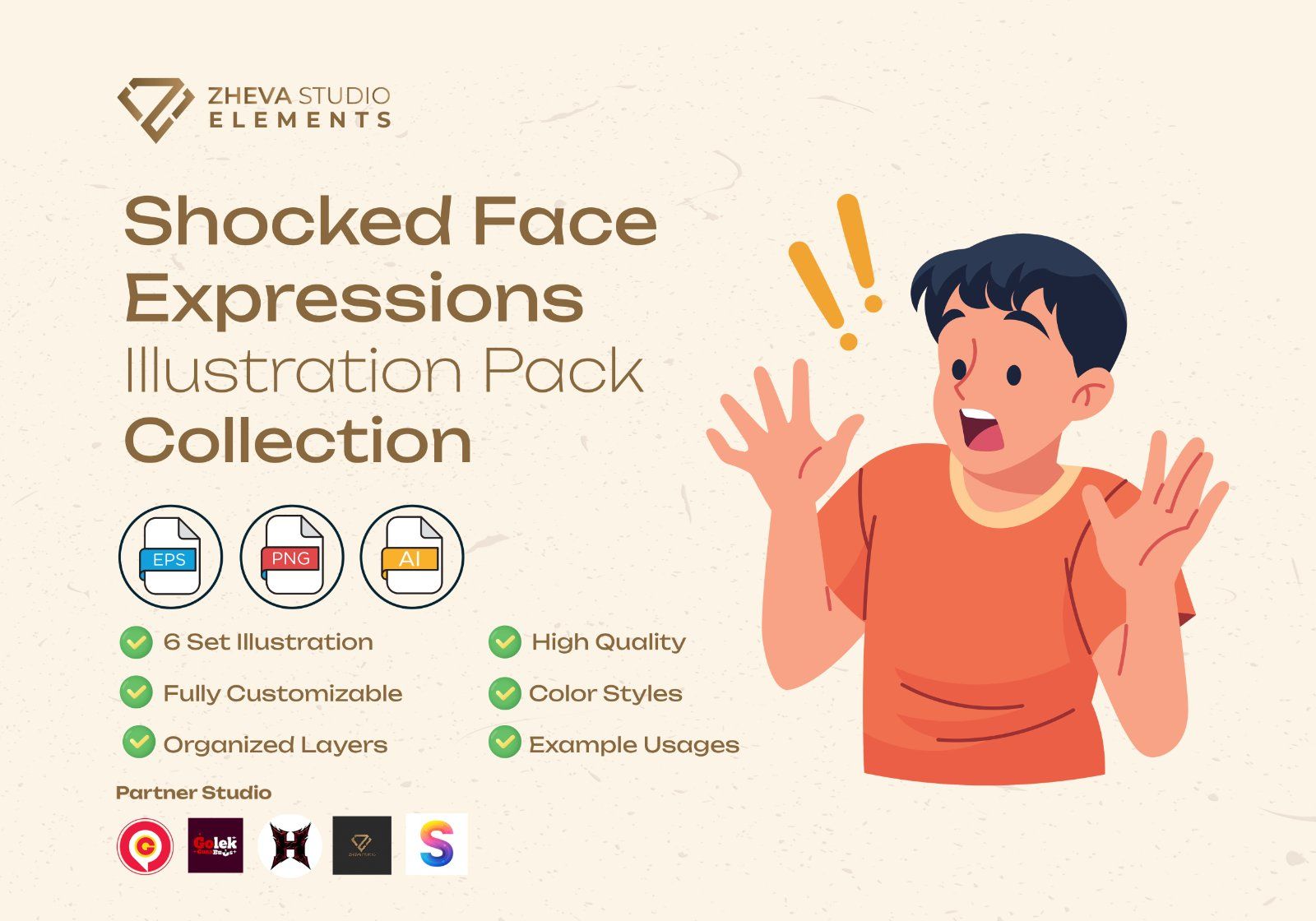Premium Shocked Face Expressions Vector Illustration – 6 EPS & PNG Files — image 2