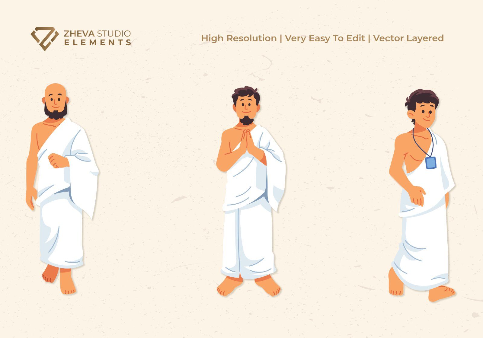 Premium Hajj and Umrah Pilgrims Vector Illustration – 6 EPS & PNG Files — image 3