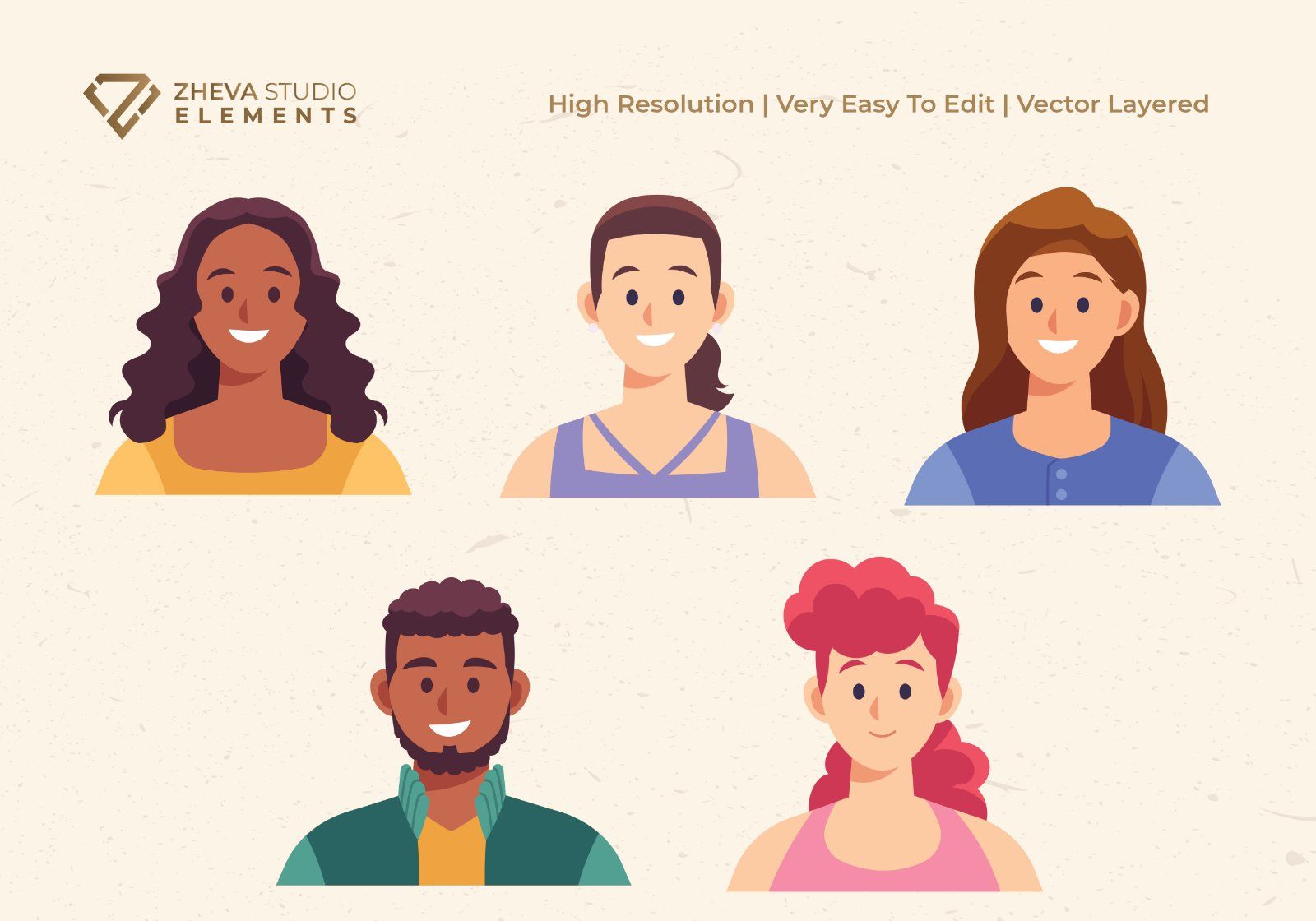 Premium Set of Human Face and Characters Vector Illustration — image 3