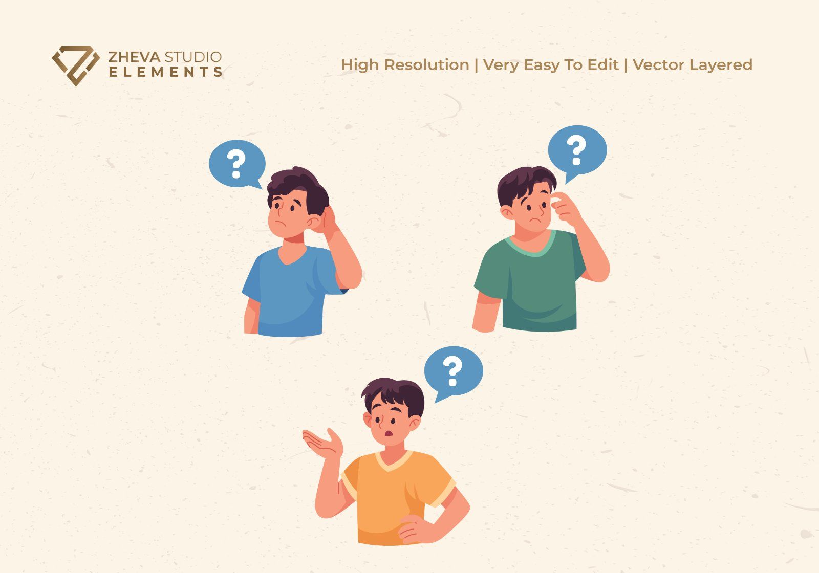 People with Questioning Marks Expression Set — image 3