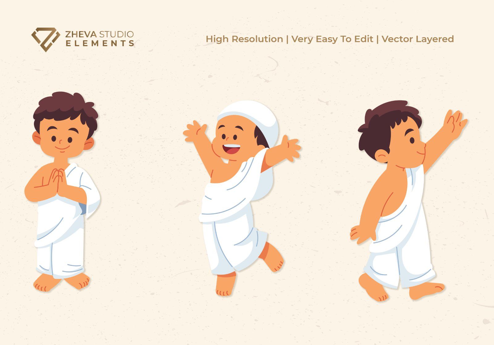 Premium Hajj Kids Character Vector Illustration – 6 EPS & PNG Files — image 3