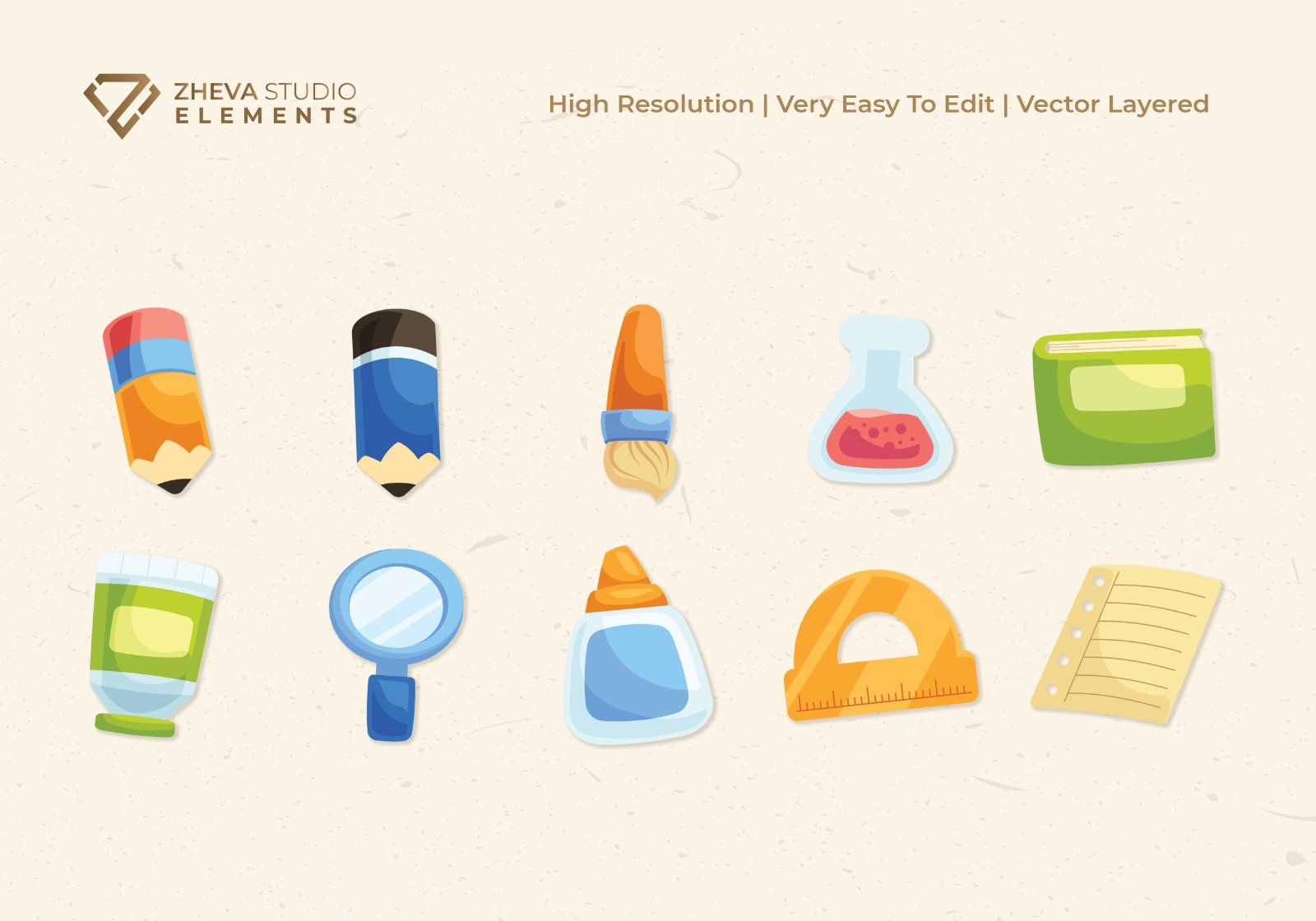 Premium Stationery School Vector Illustration – 20 EPS & PNG Files — image 3