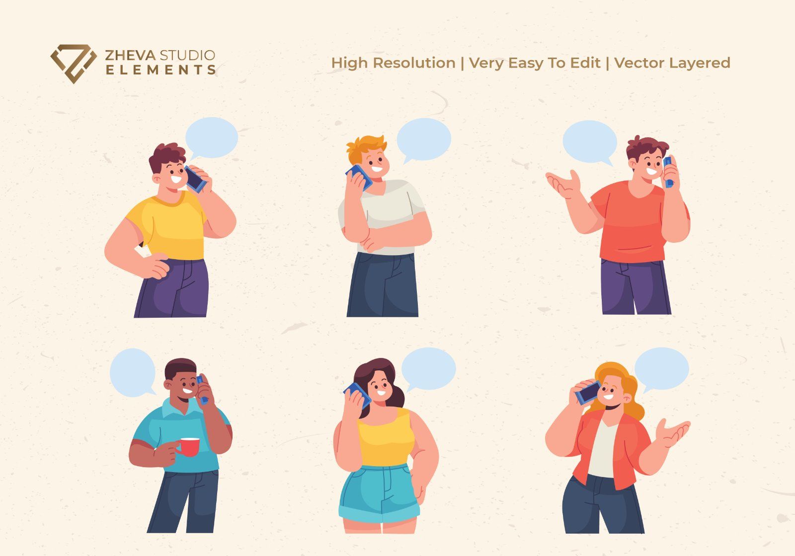 Premium People Talking on the Phone Vector Illustration — image 3