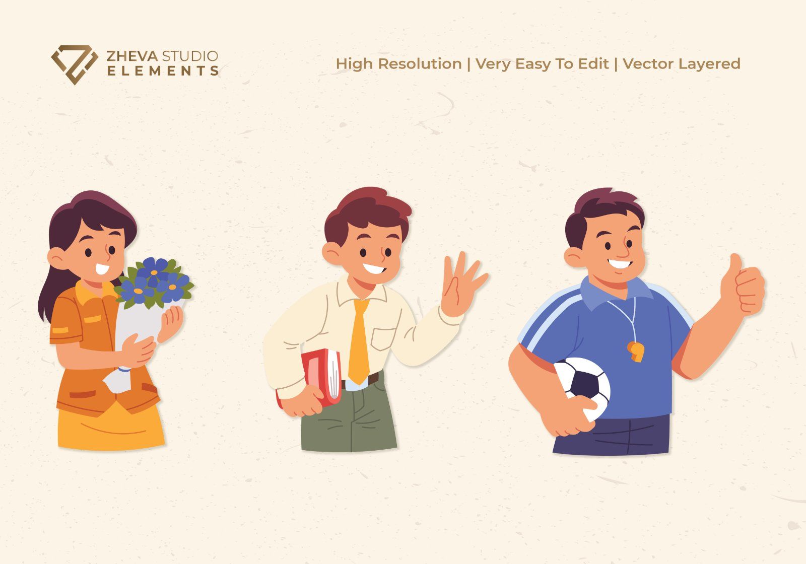 Premium Educator and Professional Characters Vector Illustration – 6 EPS & PNG Files — image 3