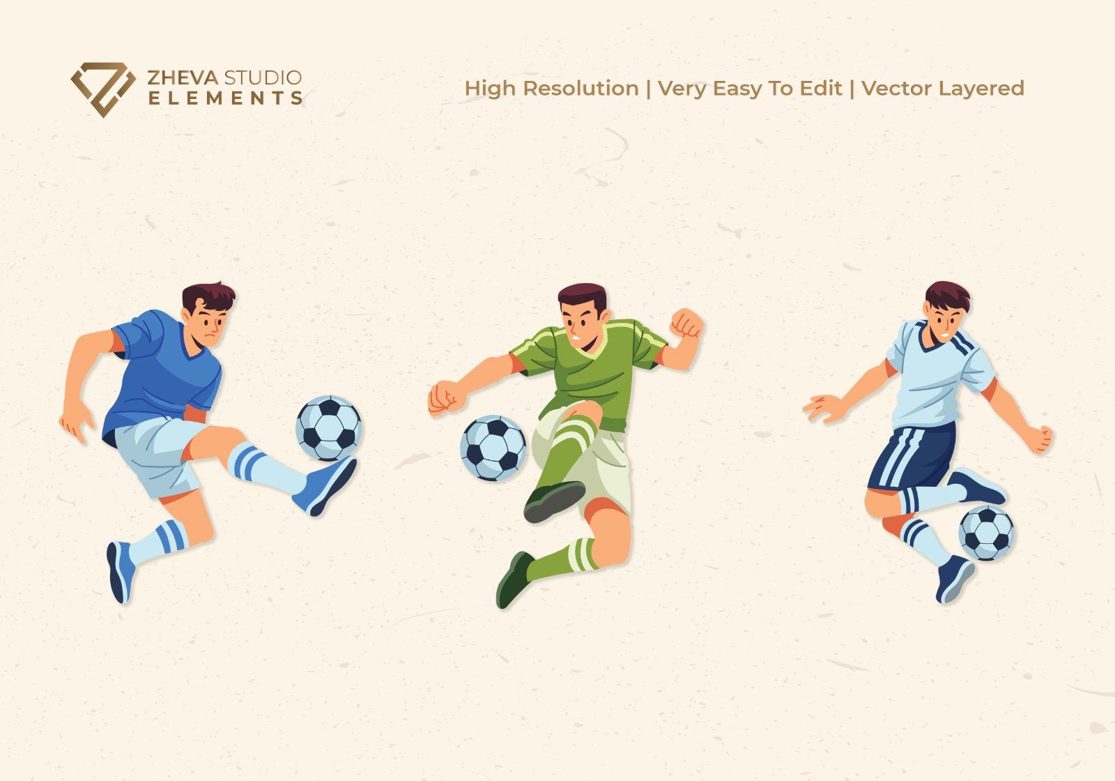Premium Soccer Characters Vector Illustration – 6 EPS & PNG Files — image 3