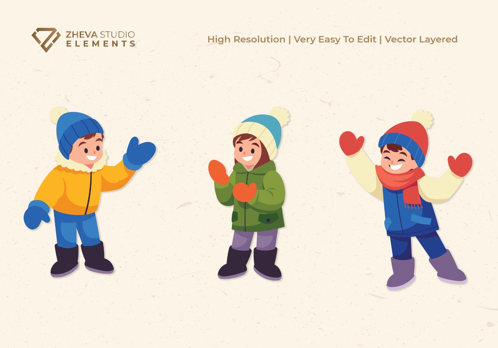 Premium Winter Outfit Children Vector Illustration – 6 EPS & PNG Files — image 3