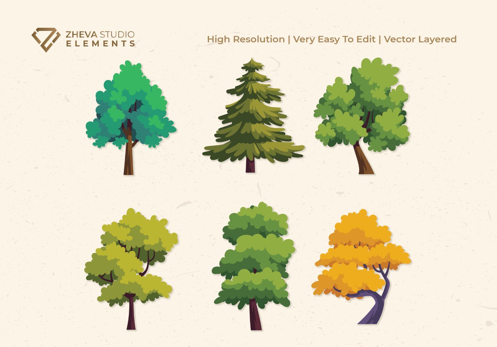 Premium Colorful Trees Pack Vector Illustration – 12 EPS & PNG Files — image 3