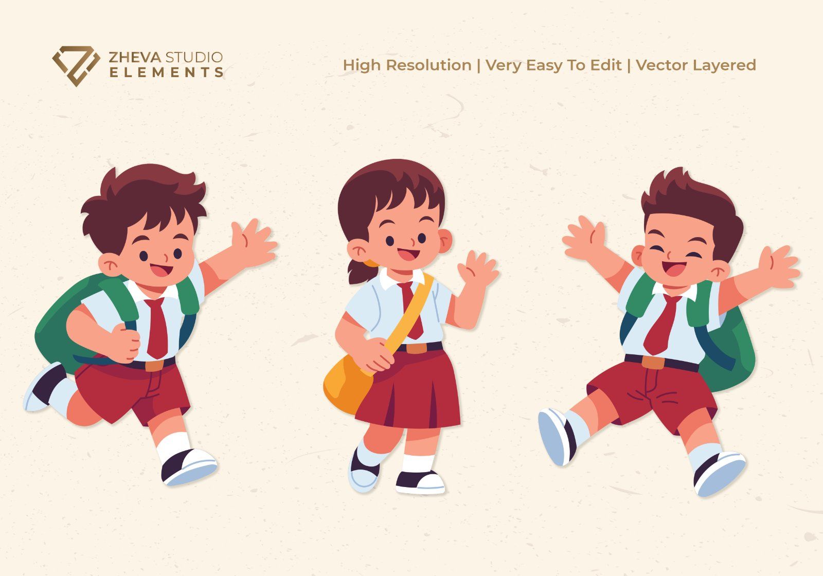 Premium Cartoon Children Going to School Vector Illustration — image 3