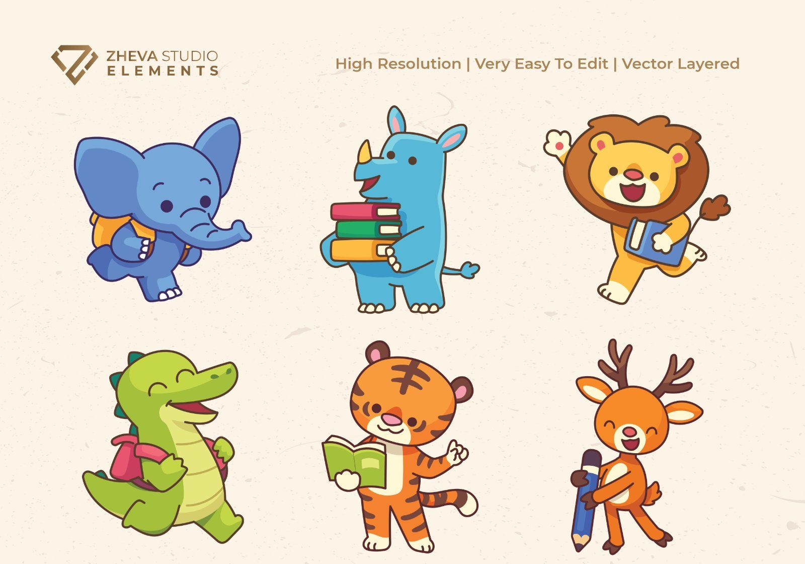Premium Study Animal Vector Illustration – 6 EPS & PNG Files — image 3