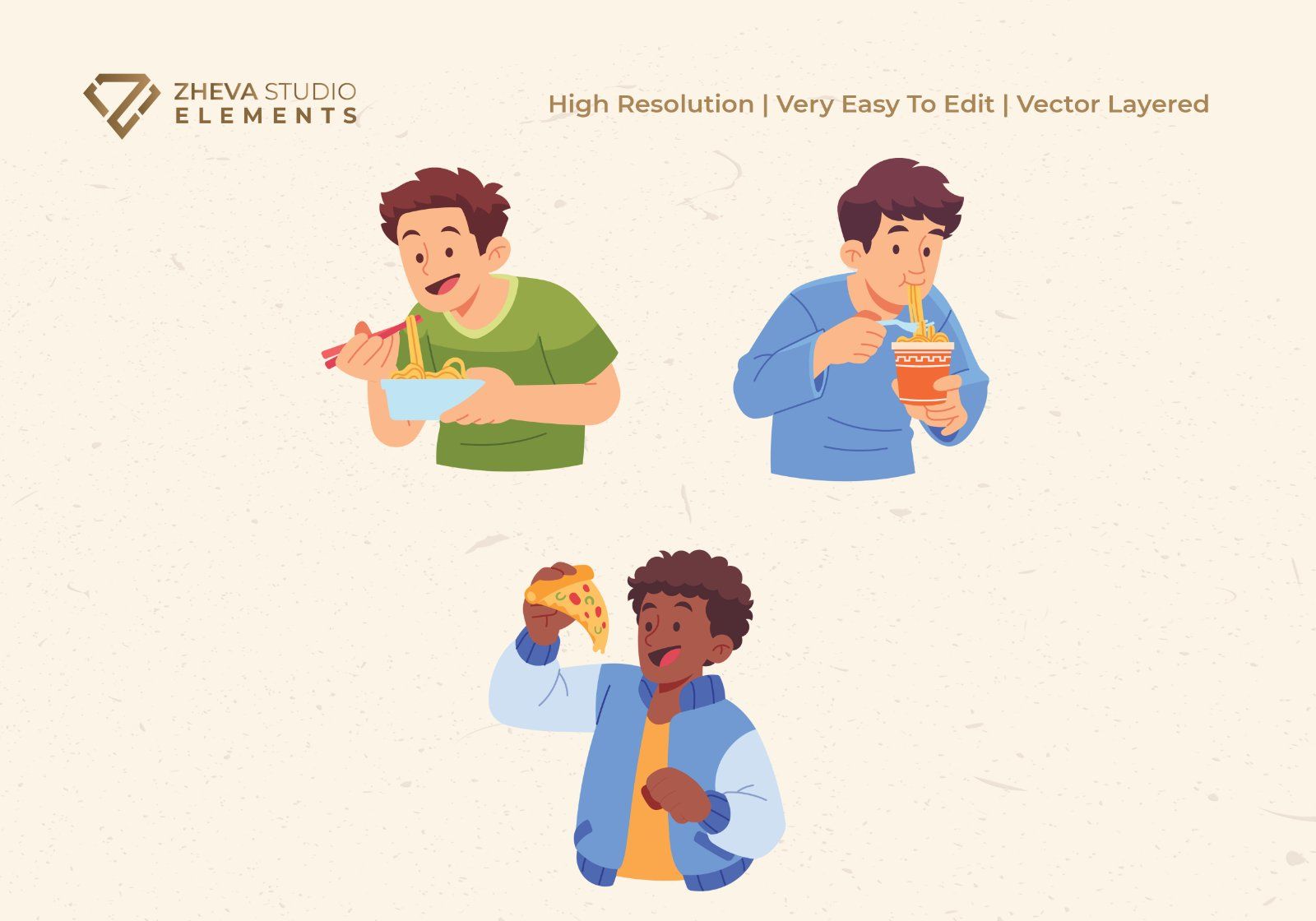 Premium People Enjoying Delicious Food Vector Illustration — image 3