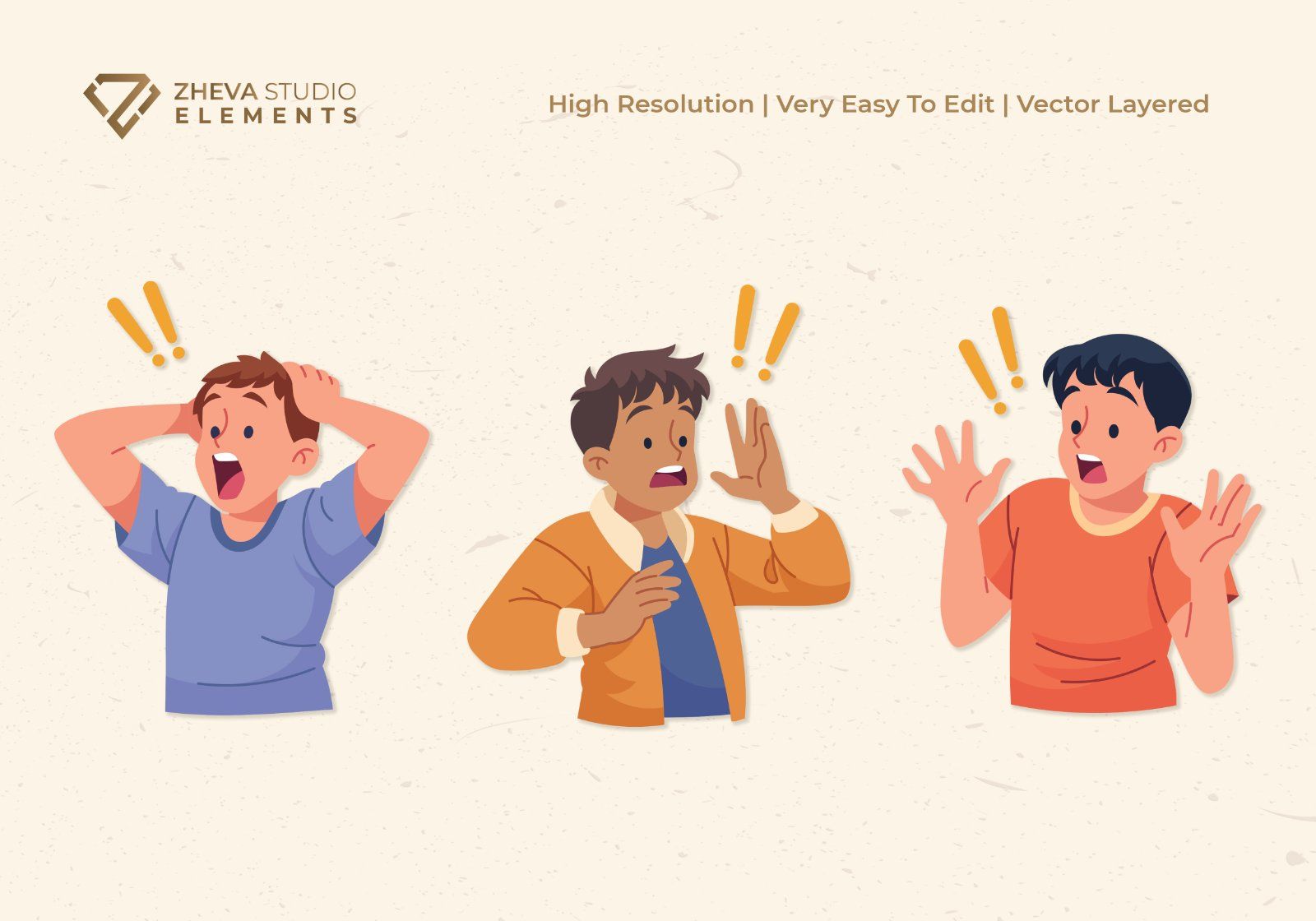 Premium Shocked Face Expressions Vector Illustration – 6 EPS & PNG Files — image 3