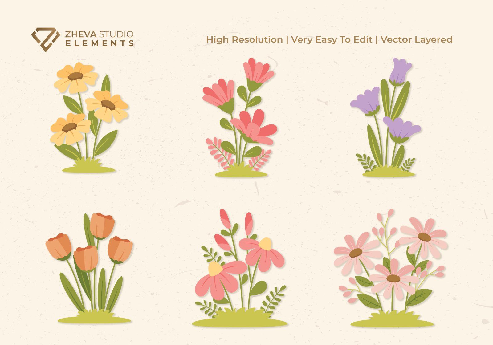 Premium Spring Flowers in Decorative Vases Vector Illustration – 12 EPS & PNG Files — image 4