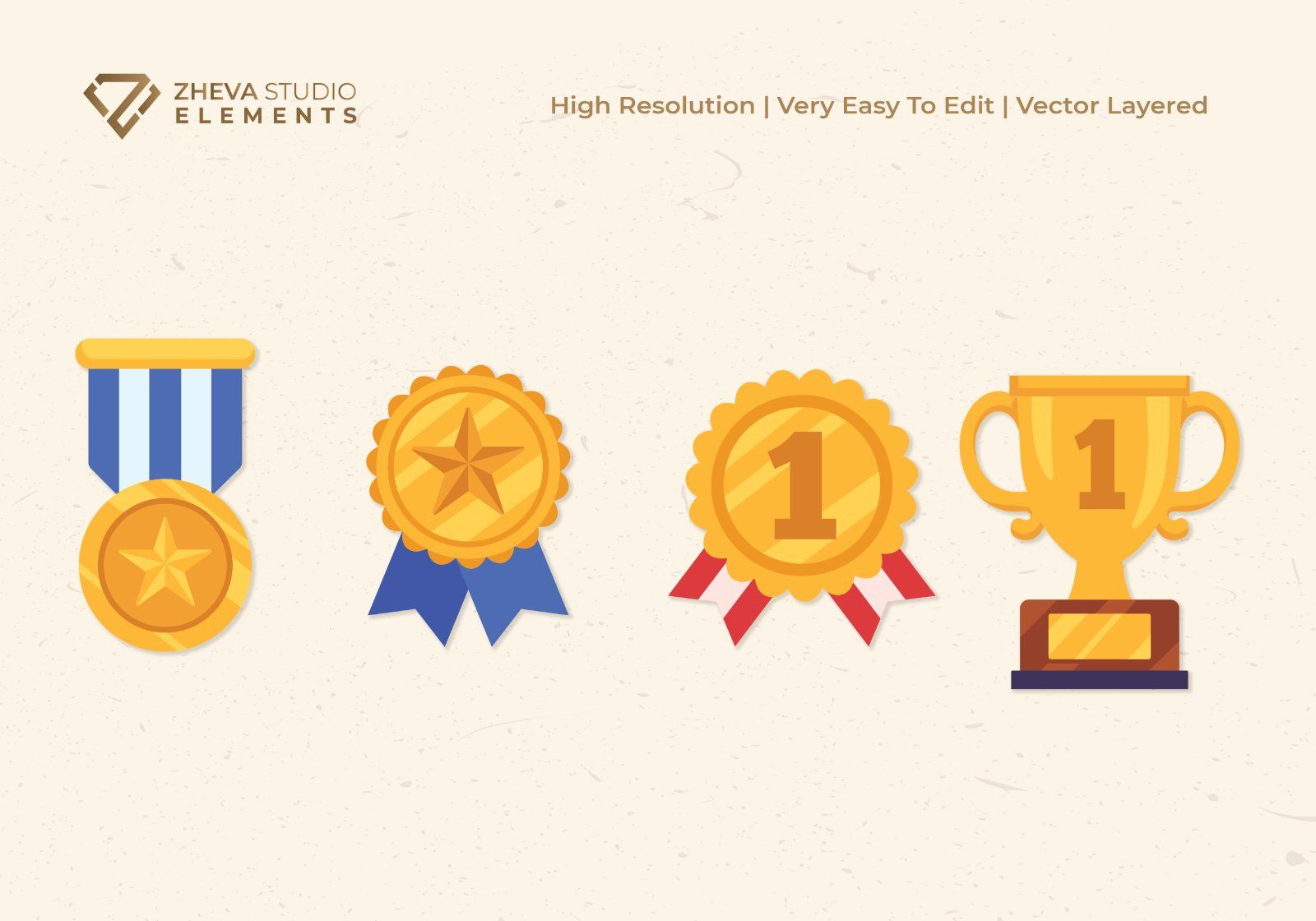 Premium Award Medals and Trophy Vector Illustration – 8 EPS & PNG File — image 4
